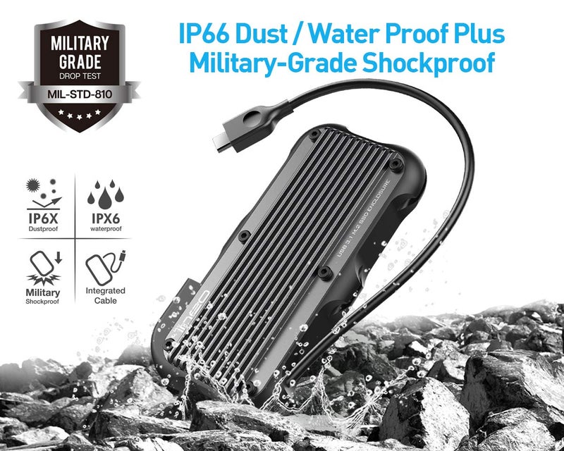 ineo M.2 NVMe (PCIe) USB 3.2 Gen 2 Type-C Rugged Waterproof Shockproof Aluminum Cover SSD Enclosure [C2594-NVMe] - Image 2